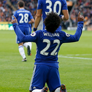 Willian's Strike: Chelsea's Historic Goal at Hull's KCOM Stadium, Premier League