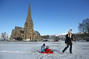 Snowy weather conditions in Blackheath, London