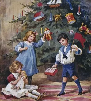 Children opening presents on Christmas morning
