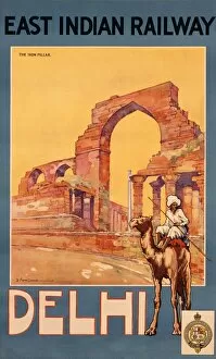 Poster advertising East Indian Railway to Delhi
