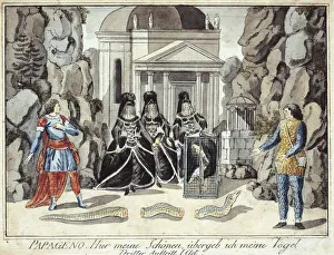 Austria, Vienna, Set design for Act I of performance The Magic Flute by Wolfgang Amadeus Austria, Vienna, Set design for Act I of performance The Magic Flute by Wolfgang Amadeus