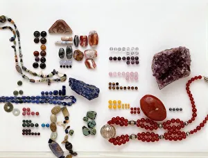 Collection of semi-precious minerals including amethyst, carnelian and lapis lazuli Collection of semi-precious minerals including amethyst, carnelian and lapis lazuli