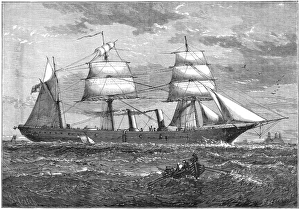 Dispatch vessel HMS Iris. Launched in 1877, this was the first steel ship built for Dispatch vessel HMS Iris. Launched in 1877, this was the first steel ship built for