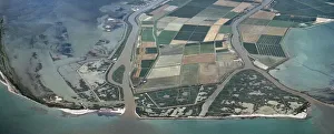 Italy, border between Emilia Romagna and Veneto Region, Bocche del Po di Goro e di Gnocca, Po Delta, aerial view Italy, border between Emilia Romagna and Veneto Region, Bocche del Po di Goro e di Gnocca, Po Delta, aerial view