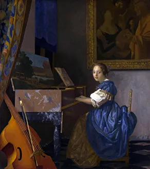 Johannes Vermeer (1632-1674) Dutch painter, Zittende Klavecimbelspeelster (1673-1675) Johannes Vermeer (1632-1674) Dutch painter, Zittende Klavecimbelspeelster (1673-1675)