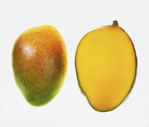 Mango, whole and half