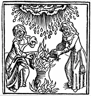 Witches casting a spell to bring rain