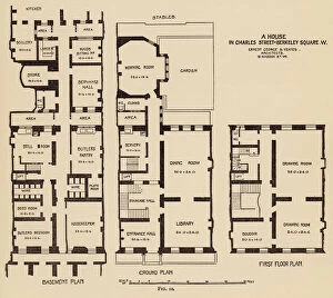 Architectural drawings of floor plans for a house in Charles Street, Berkeley Square, London (litho)