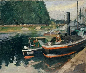 Barges at Pontoise, 1876 (oil on canvas)