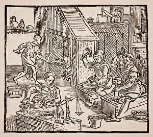 Coiners at Work, 1577 (woodcut) (sepia photo)
