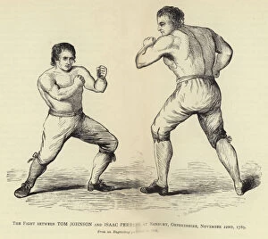 The Fight between Tom Johnson and Isaac Perrins, at Banbury, Oxfordshire, 22 November 1789, From an Engraving published in 1790 (engraving)