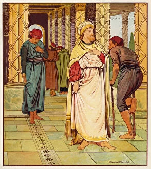 Jesuss Parables: The Pharisee and the Publican (colour litho)