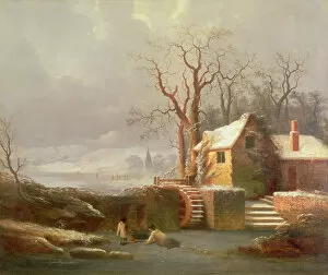 Snow Scene with Mill and Cottages